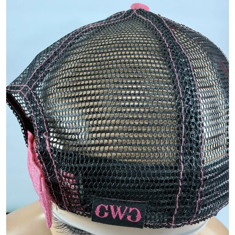 Outdoor Cap Girls With Guns Crossing Pistols Trucker Hat Pink Black Gold Sparkle